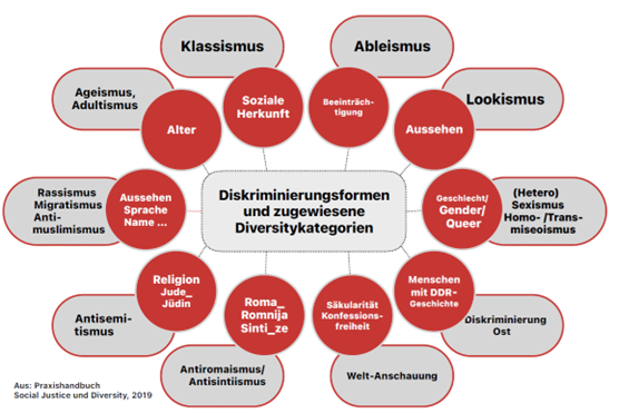 Diskriminierungsformen und zugewiesene Diversitykategorien sind dargstellt.